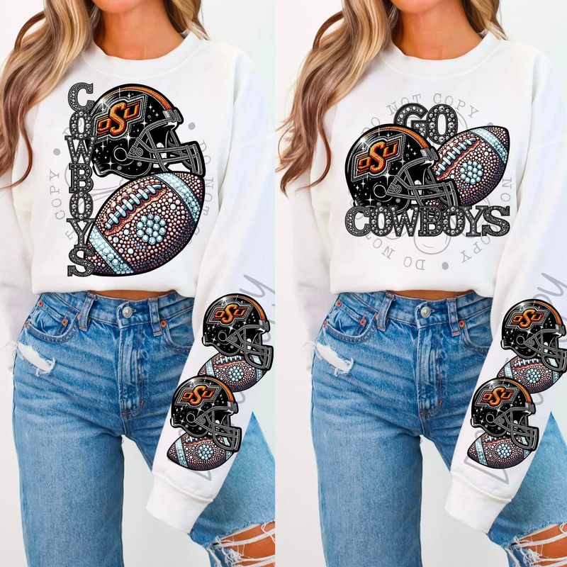 Go cowboys faux rhinestone shirt