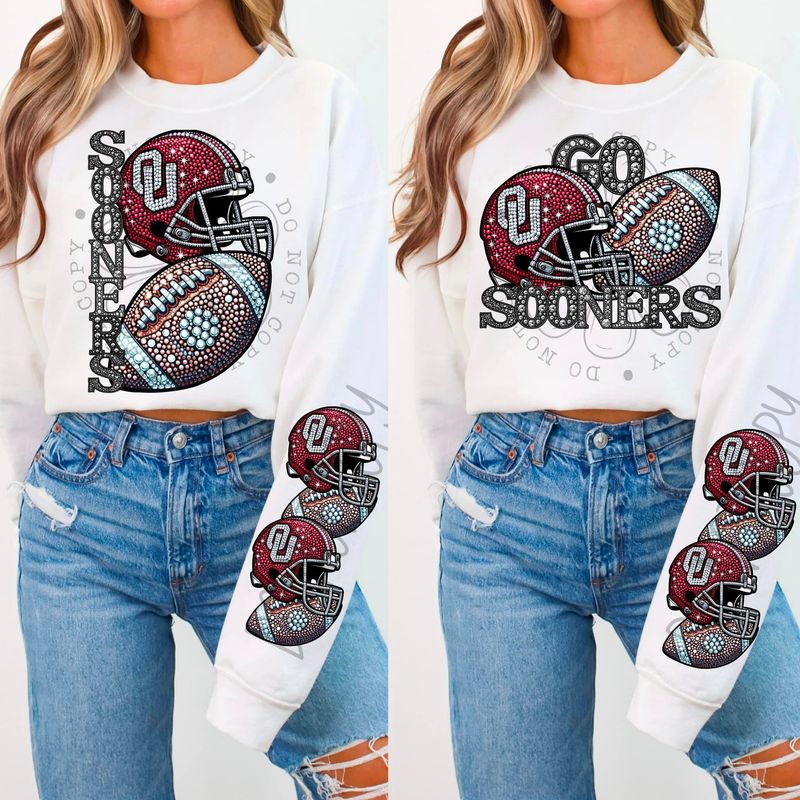 Go Sooners faux rhinestone shirt