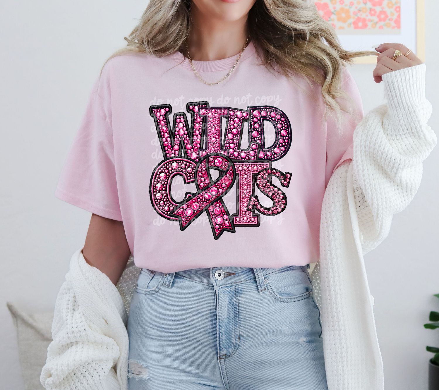 Wildcats pink faux rhinestone