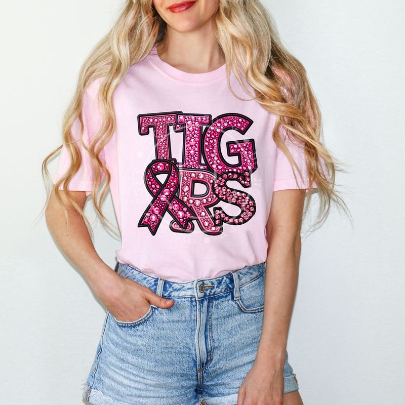Tigers pink faux rhinestone