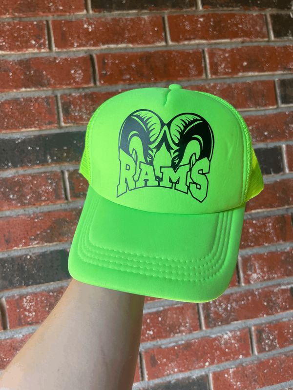 Trucker hat- Rams neon green