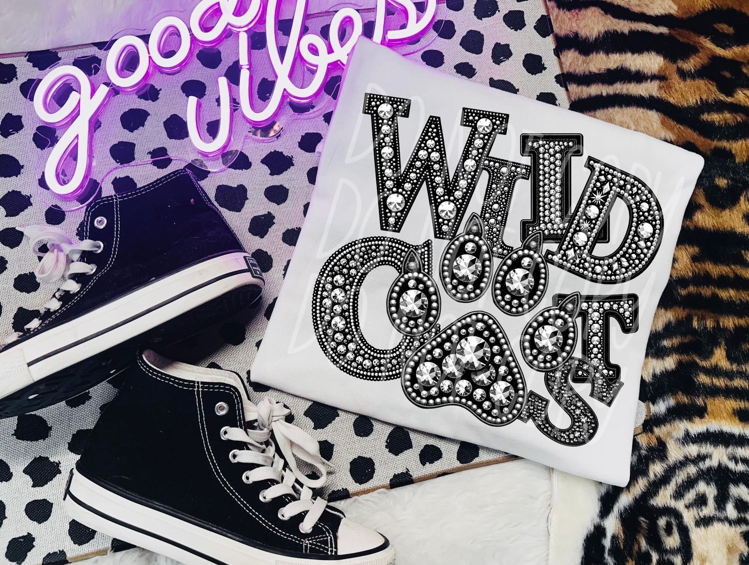 Wildcats paw shirt faux rhinestone