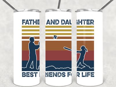 Father and daughter softball tumbler