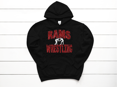 Rams wrestling (FAUX sequin/embroidery) black