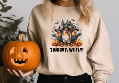 Tonight we fly, spooky chickens shirt