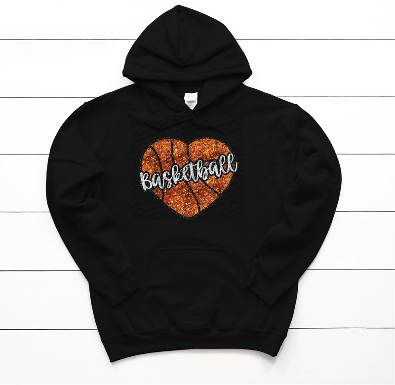 Basketball heart FAUX sequin