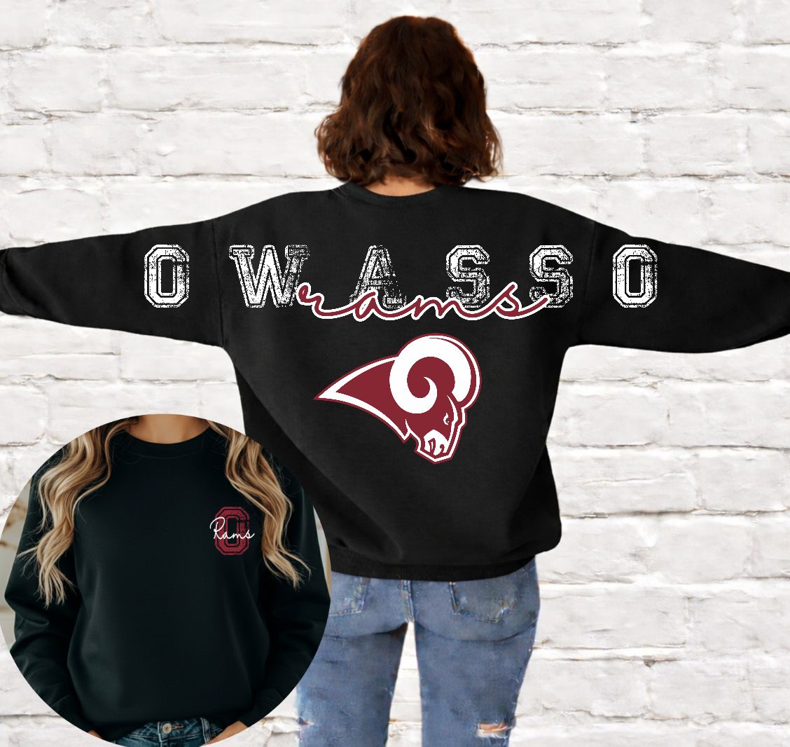 Owasso Rams across the back