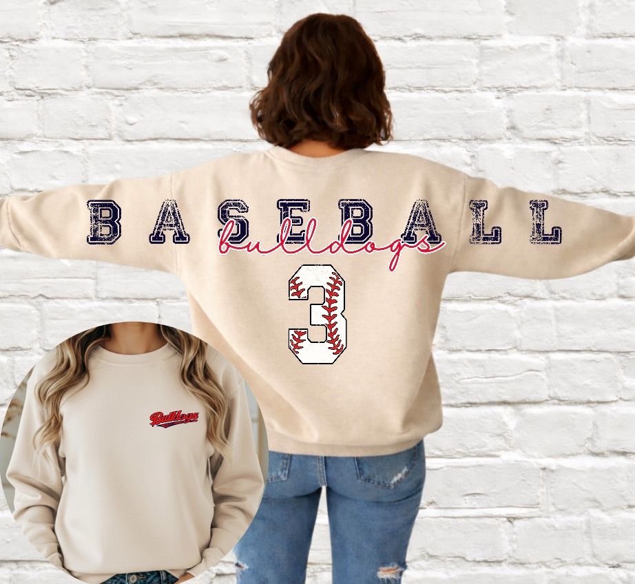 Bulldogs baseball across the back