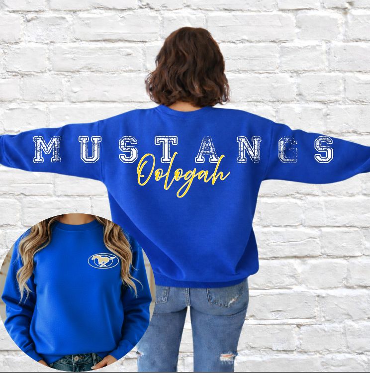 Mustangs across the back