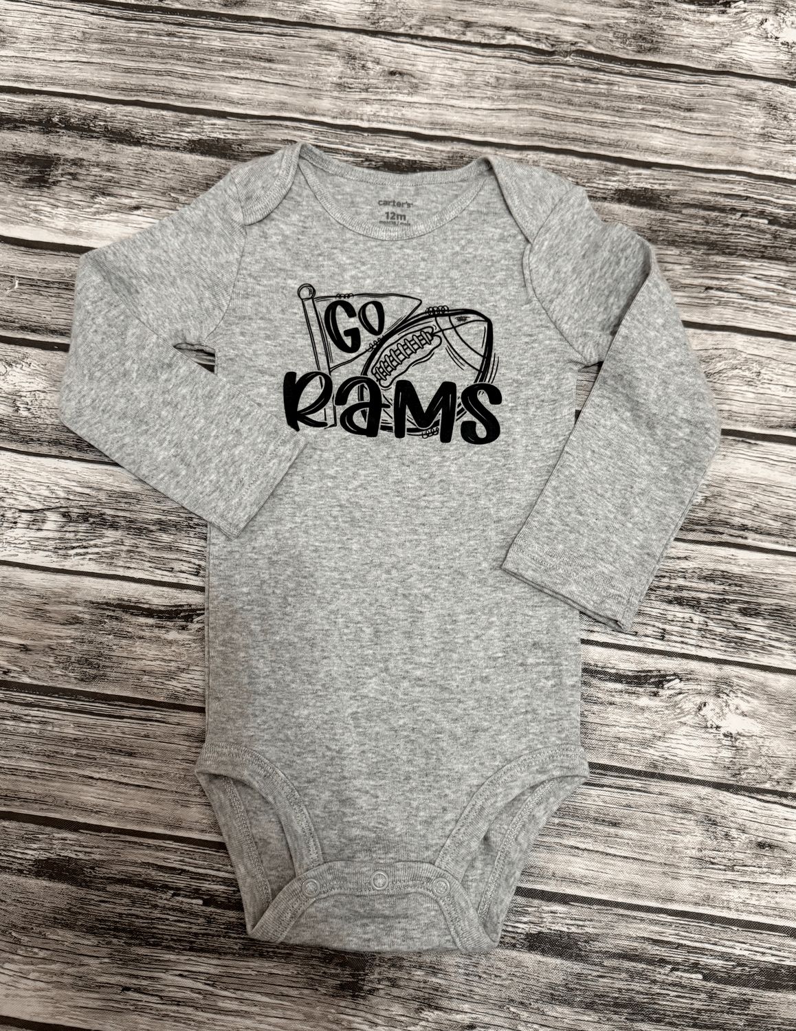 Go Rams long sleeve onesie- 12 months