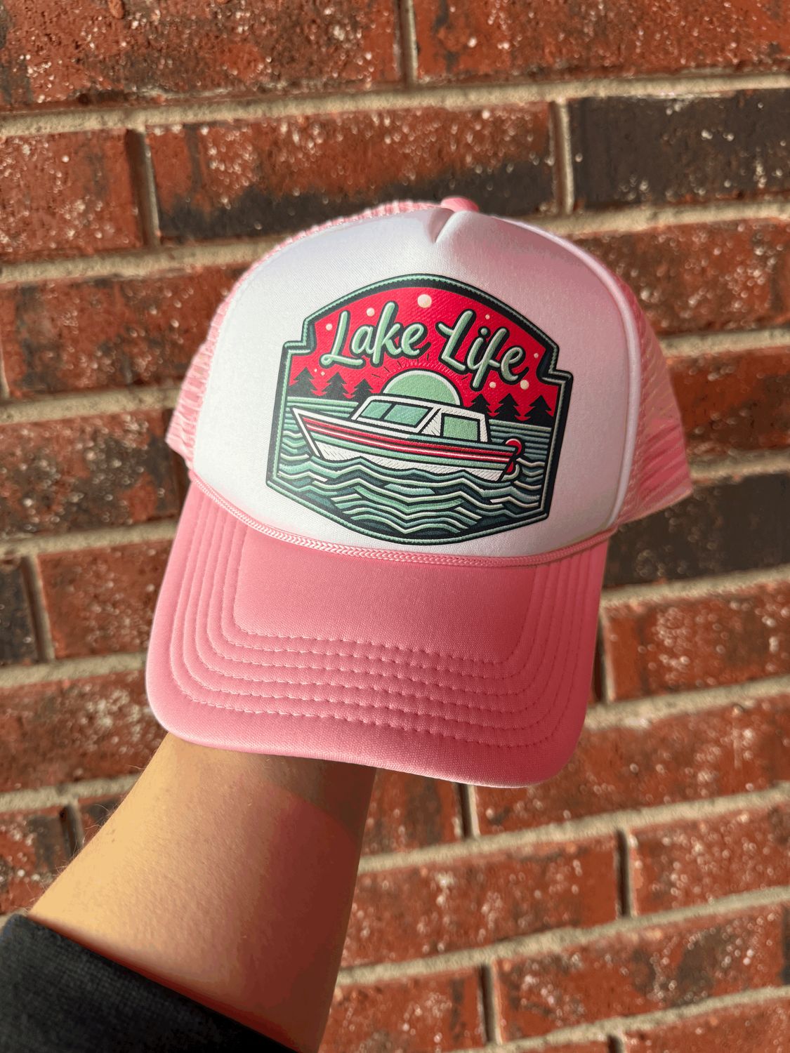 Lake life pink hat