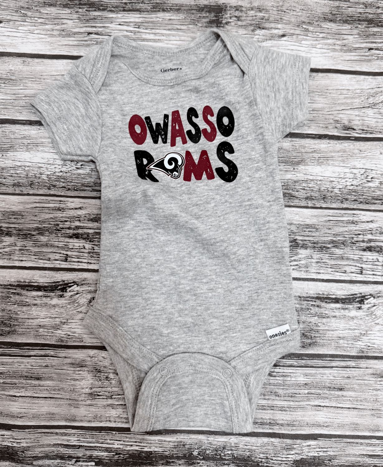 Owasso Rams onesie- 0-3 months