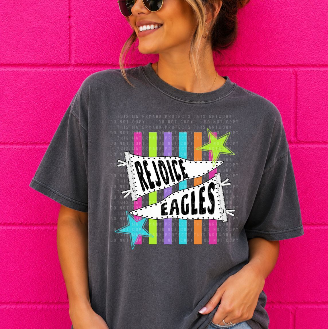 Rejoice Eagles neon pennant