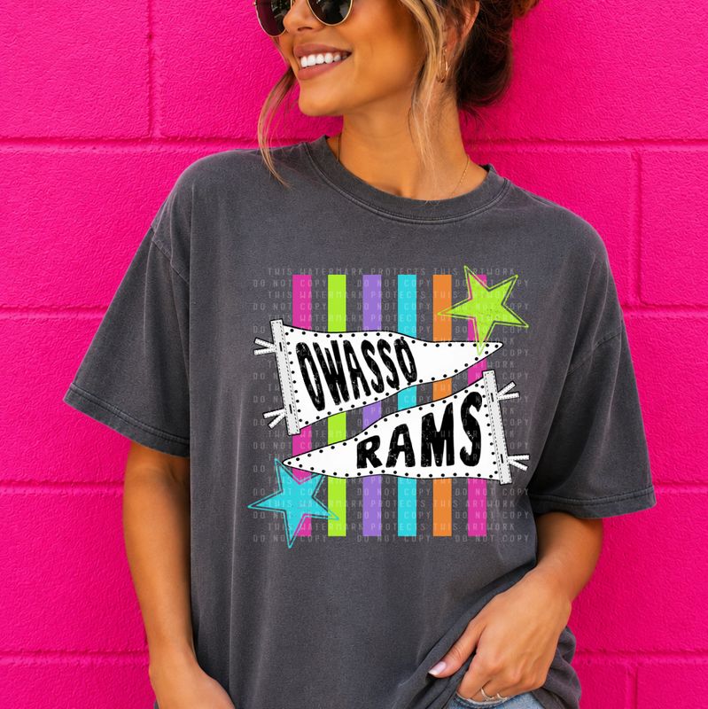 Owasso Rams neon pennant