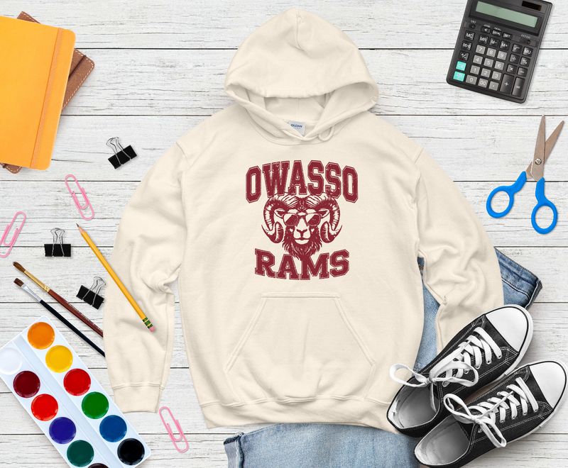 Owasso Rams distressed- Barnes elementary spirit wear