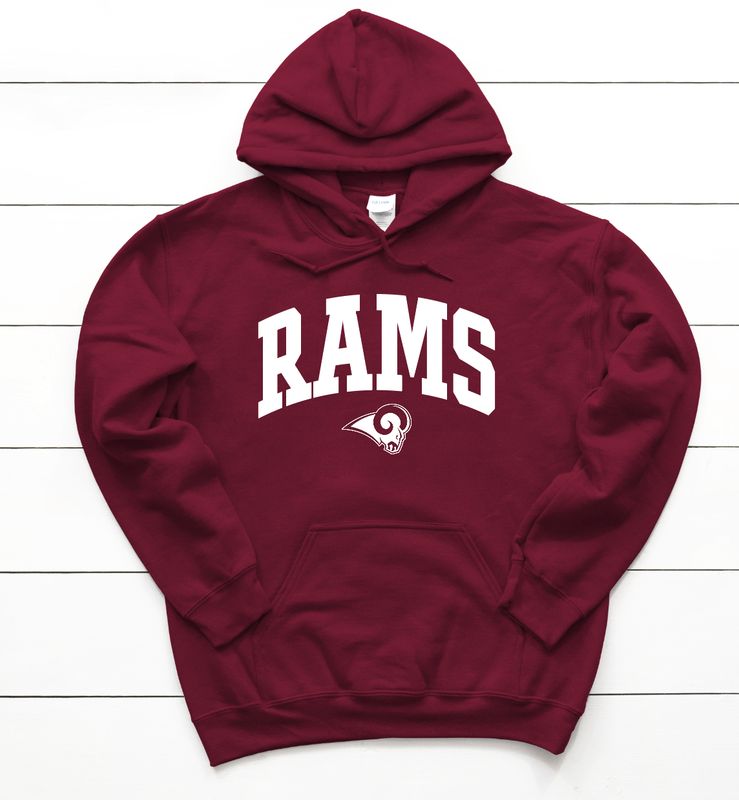 Rams arched varsity (white print)