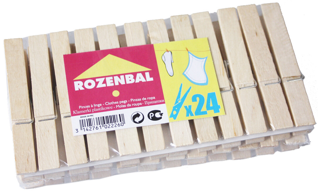 LOT DE 24 PINCES A LINGE EN BOIS