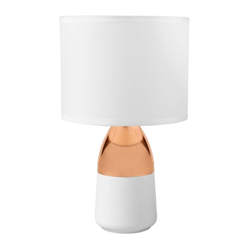 LAMPE TOUCH METAL BICOLORE BLANC ET CUIVRE