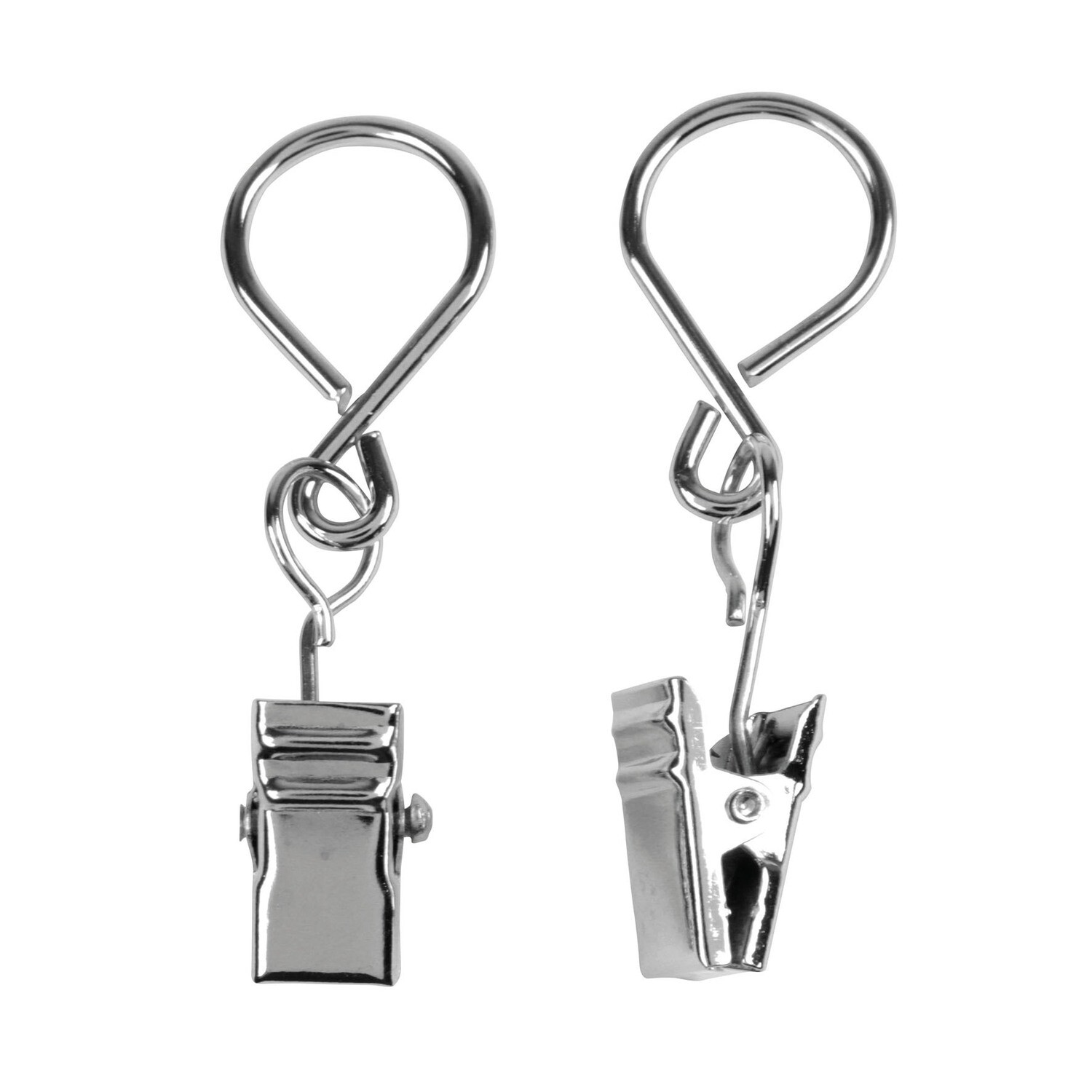 LOT DE 10 ATTACHES RIDEAU ACIER + PINCE