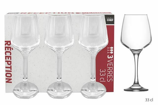 LOT DE 3 VERRES A PIED RECEPTION 33CL