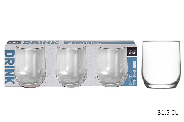 LOT DE 3 VERRES DRINK FB 31.5CL