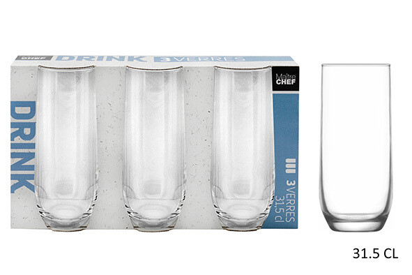 LOT DE 3 VERRES DRINK LD 31.5CL
