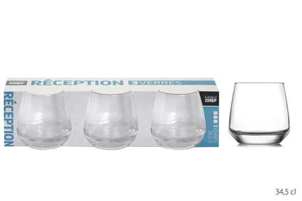 LOT DE 3 VERRES RECEPTION FB 34.5CL