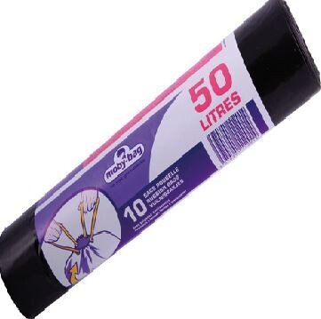 LOT DE 10 SACS POUBELLE 50L NOIR