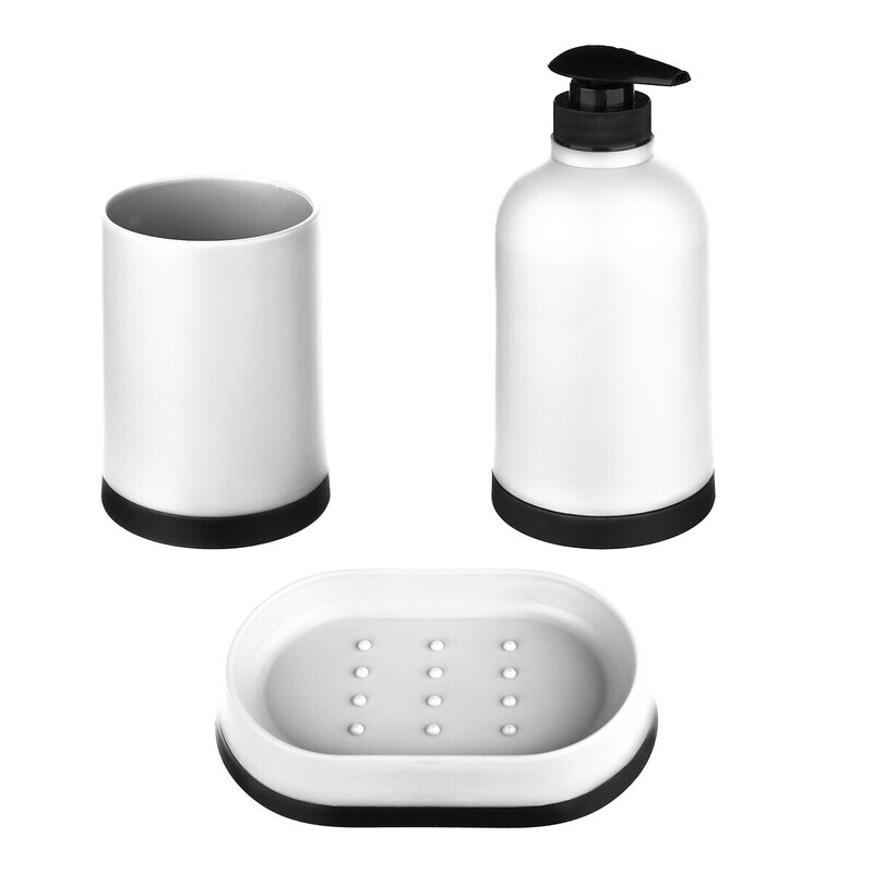 LOT DE 3 ACCESSOIRES DE SALLE DE BAIN BLANC
