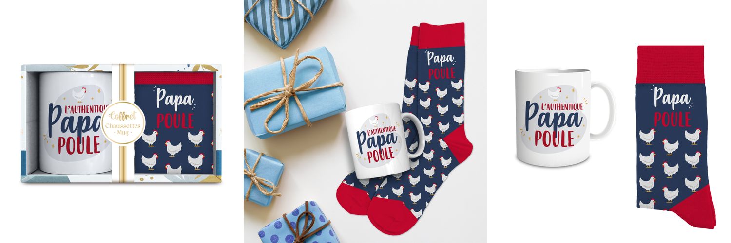 COFFRET MUG CHAUSSETTES "PAPA POULE"