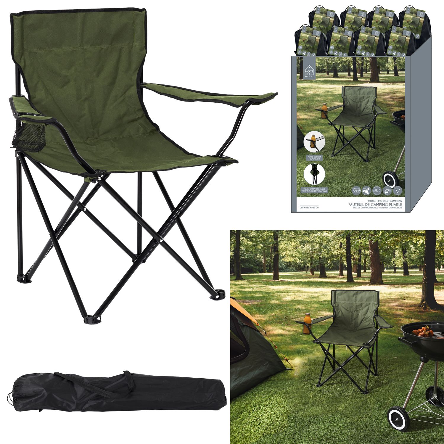 FAUTEUIL DE CAMPING PLIANT KAKI