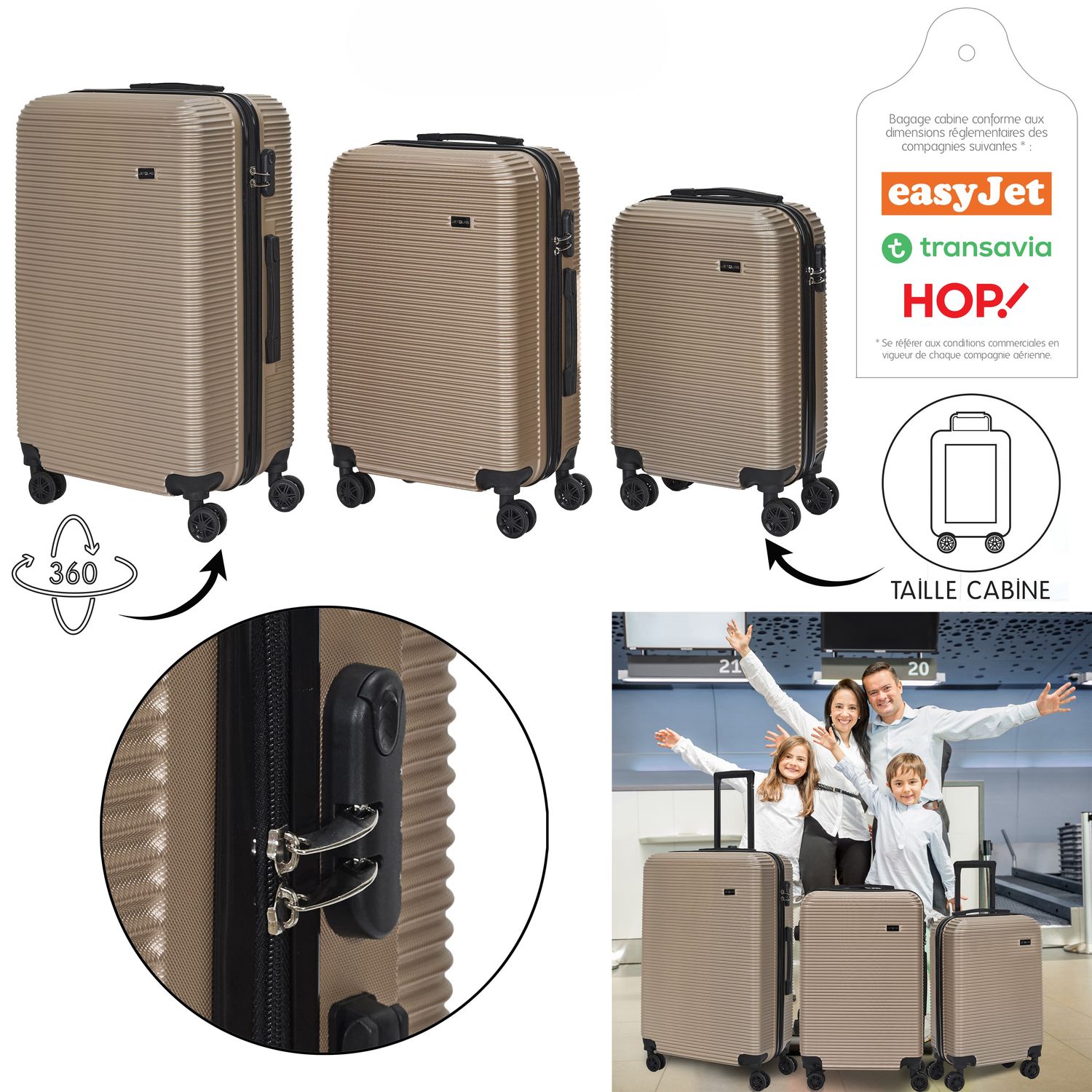 VALISE "IBIZA" CHAMPAGNE 68L