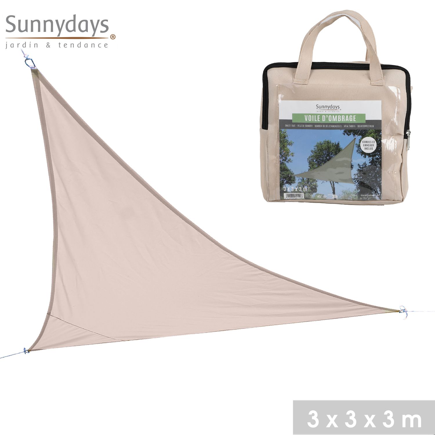 VOILE D'OMBRAGE BEIGE  3X3X3M