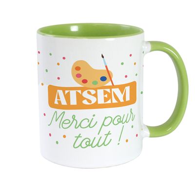 MUG VERT "ATSEM MERCI"