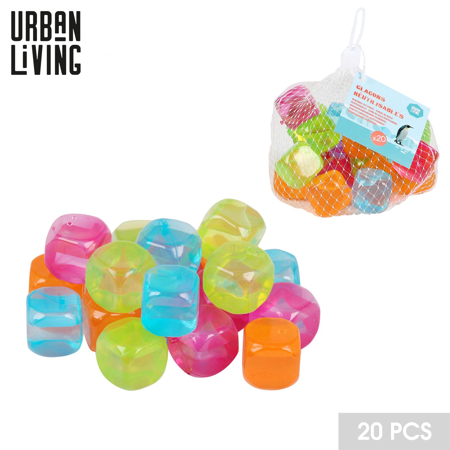 LOT DE 20 GLAÇONS COLORÉS RÉUTILISABLES