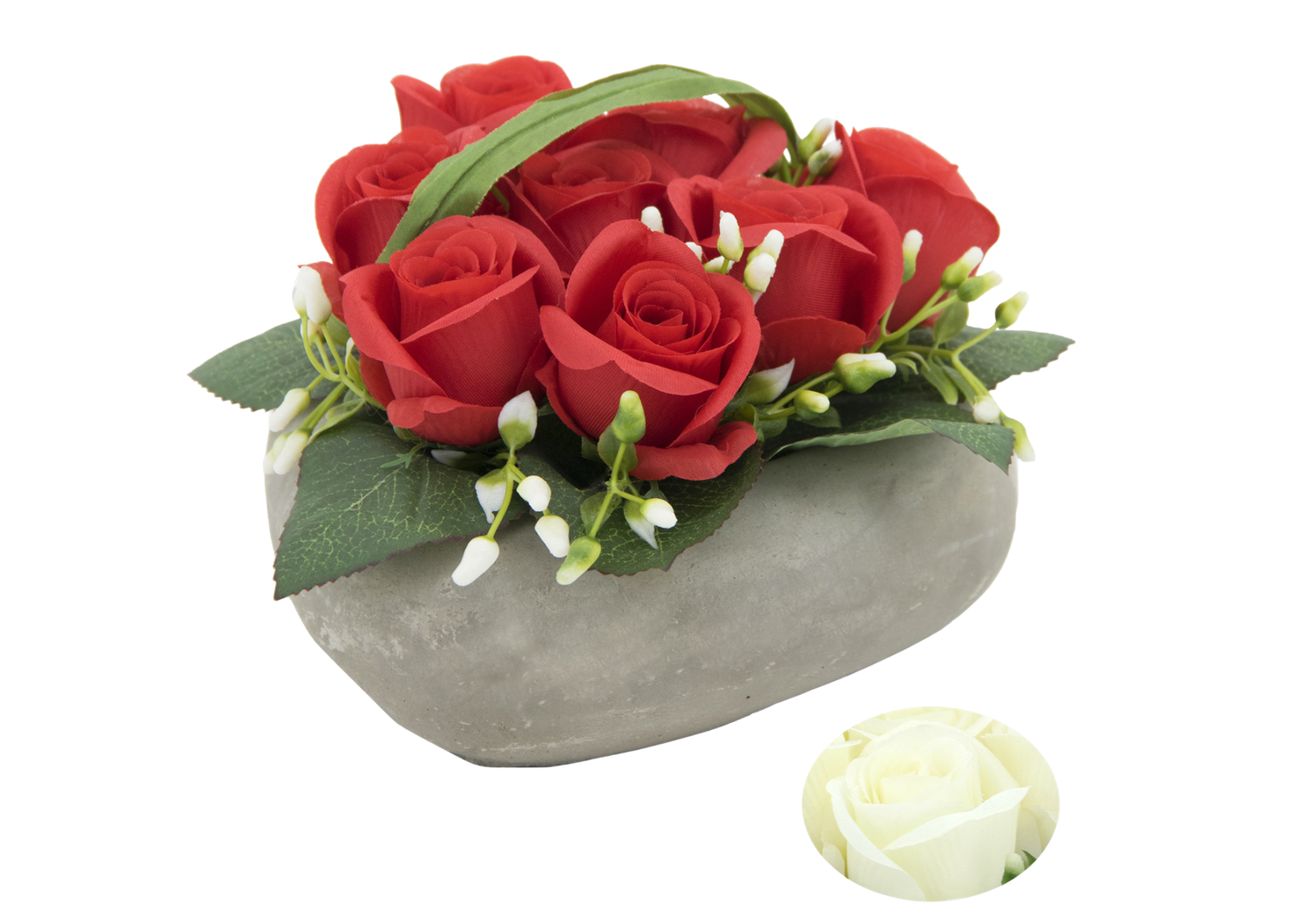 8 BOUTONS DE ROSES DANS COEUR CIMENT