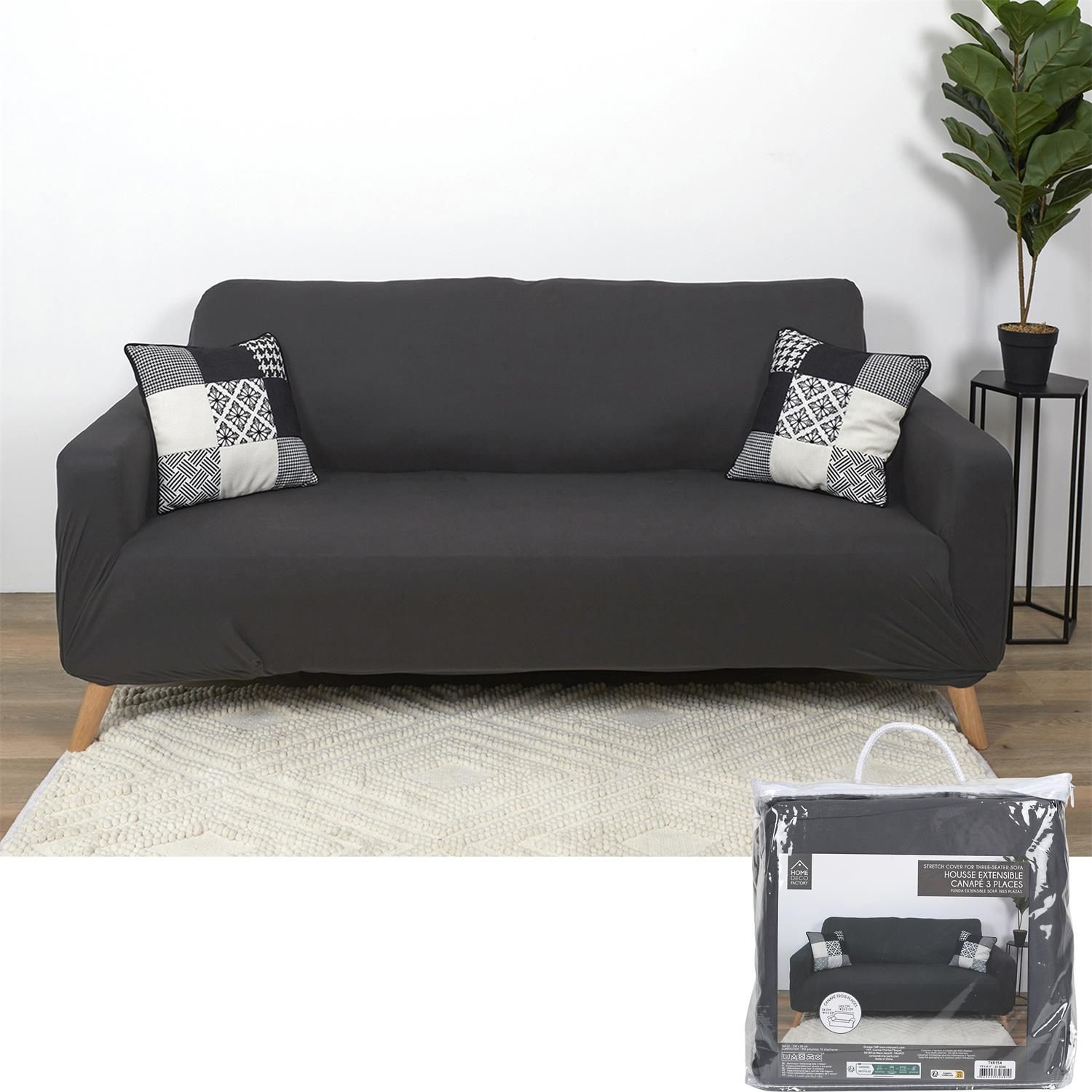 HOUSSE EXTENSIBLE POUR CANAPÉ  TROIS PLACES GRIS