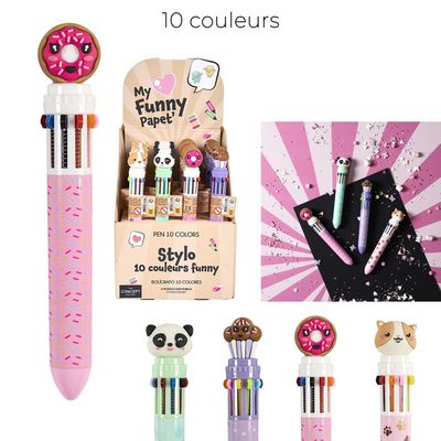 STYLO 10 COULEURS FUNNY KAWAII