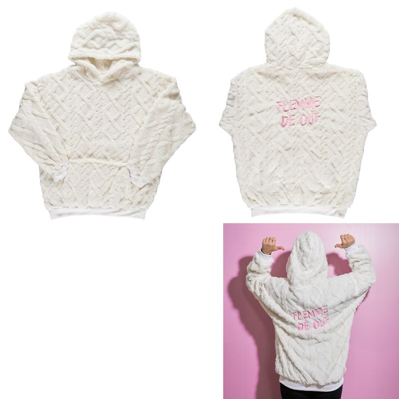 SWEAT À CAPUCHE "FLEMME DE OUF" BLANC