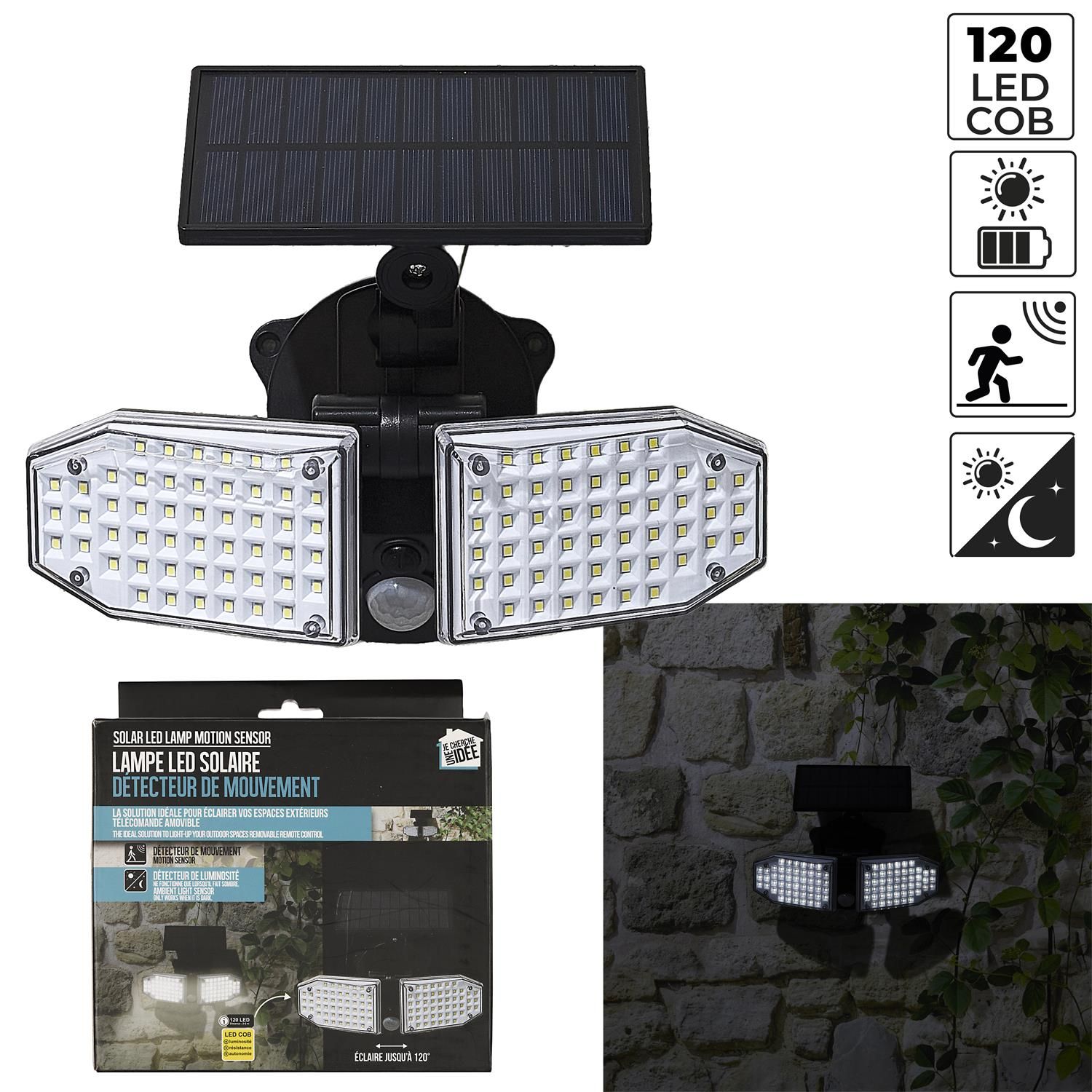 LAMPE LED SOLAIRE AVEC DÉTECTEUR DE MOUVEMENT