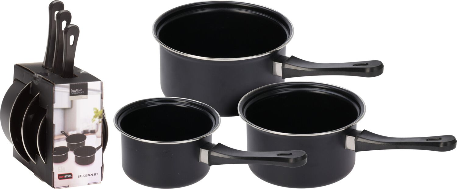 LOT DE 3 CASSEROLES ANTI-ADHÉSIVES