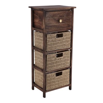 MEUBLE DE RANGEMENT MARRON/NAT 1 TIROIR /3PANIERS