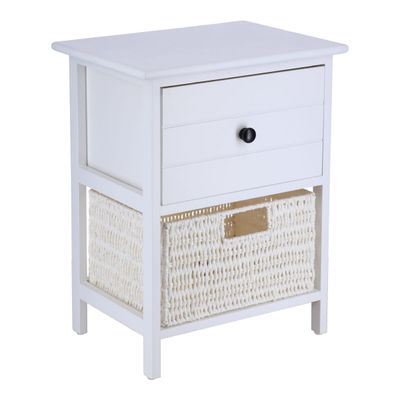 MEUBLE DE RANGEMENT BLANC 1 TIROIR / 1 PANIER