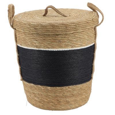 PANIÈRE À LINGE NOIR/NATUREL T2