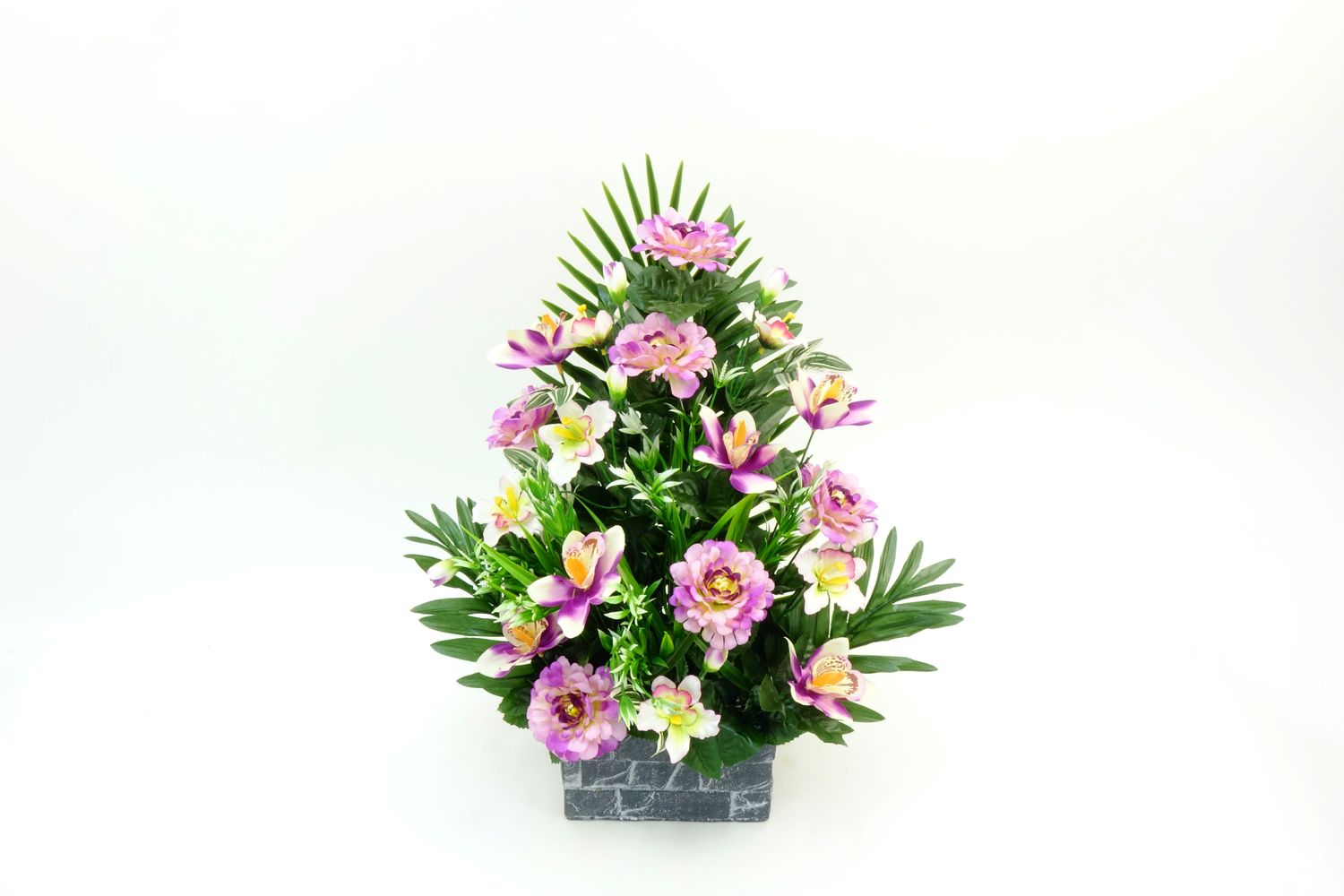 BAC CARRÉ CIMENT CAMÉLIA, ORCHIDÉE ET MINI FLEURS