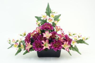 JARDINIÈRE DE DAHLIA, LYS TIGRÉ, ORCHIDÉE