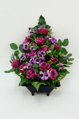 JARDINIÈRE DE ROSE, PENSÉE, GYPSO, FEUILLE DE ROSIER