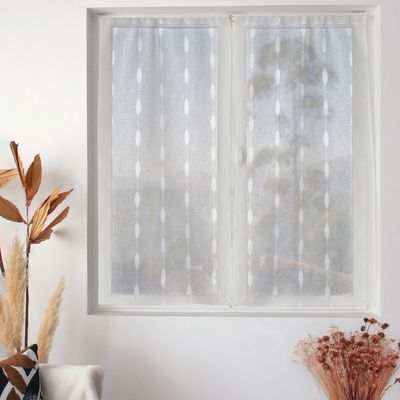 PAIRE DE VITRAGE JACQUARD "COPPER" BLANC