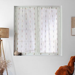 PAIRE DE VITRAGE JACQUARD "COPPER" BLANC/CAFÉ