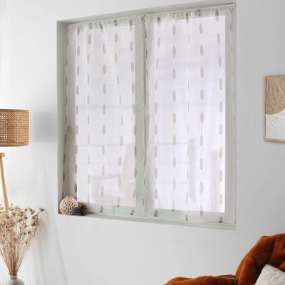PAIRE DE VITRAGE JACQUARD "COPPER" BLANC/CAFÉ